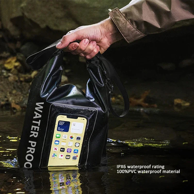5L Dry Bag Swimming Pack Touch Screen Outdoor Waterproof Kayak Storage Bag Trekking Drifting Rafting Surfing Boating Storage Bag