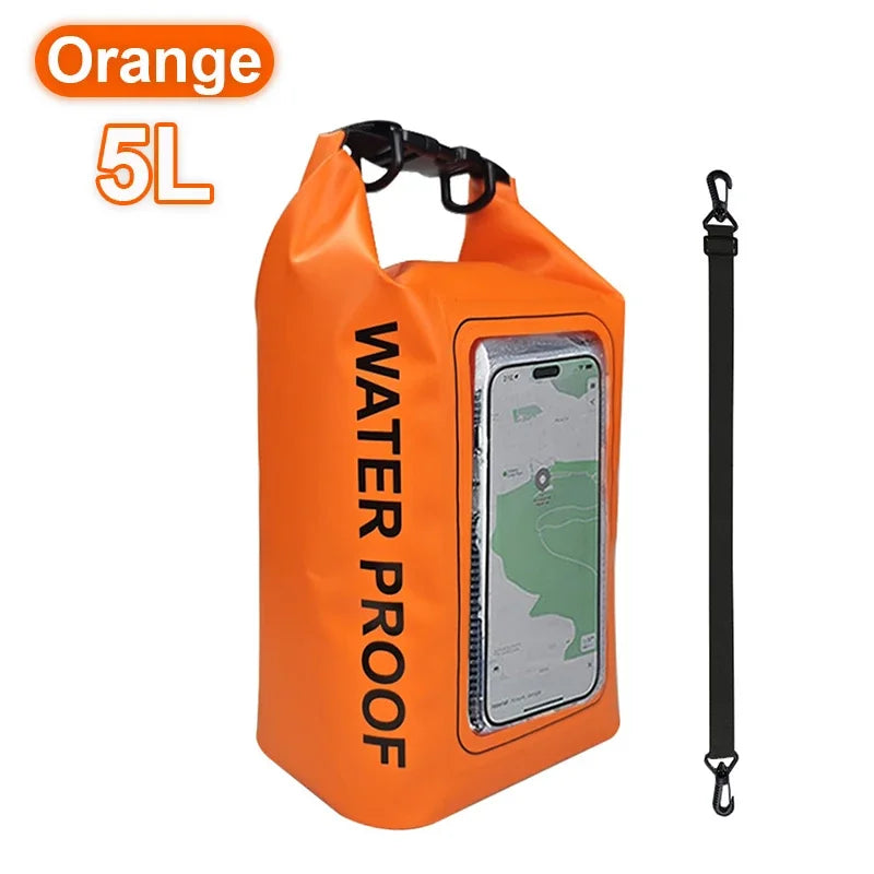 5L Dry Bag Swimming Pack Touch Screen Outdoor Waterproof Kayak Storage Bag Trekking Drifting Rafting Surfing Boating Storage Bag