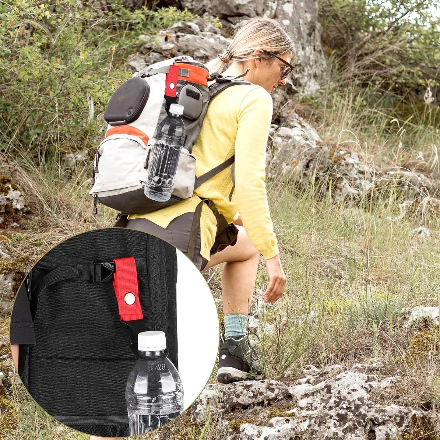 Fivela de tecido pendurado suporte de garrafa de água clipe cinto portátil cinta de náilon para acampamento ao ar livre caminhadas viajar