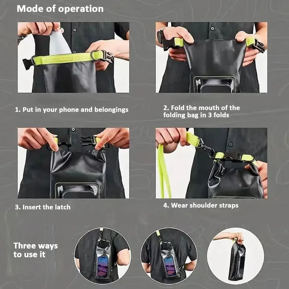 5L Dry Bag Swimming Pack Touch Screen Outdoor Waterproof Kayak Storage Bag Trekking Drifting Rafting Surfing Boating Storage Bag