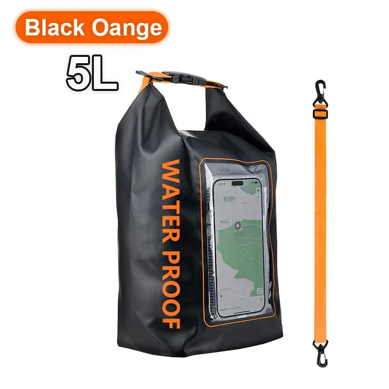 5L Dry Bag Swimming Pack Touch Screen Outdoor Waterproof Kayak Storage Bag Trekking Drifting Rafting Surfing Boating Storage Bag