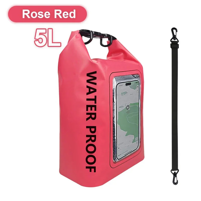 5L Dry Bag Swimming Pack Touch Screen Outdoor Waterproof Kayak Storage Bag Trekking Drifting Rafting Surfing Boating Storage Bag