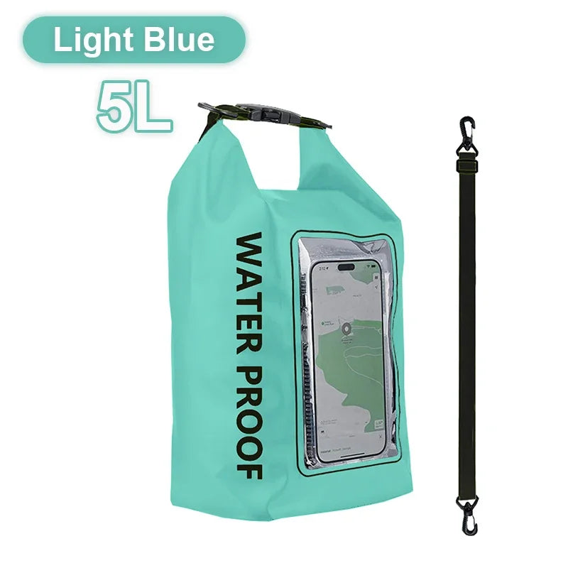 5L Dry Bag Swimming Pack Touch Screen Outdoor Waterproof Kayak Storage Bag Trekking Drifting Rafting Surfing Boating Storage Bag