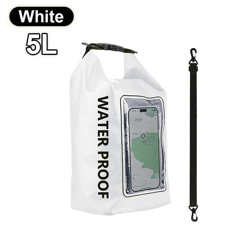 5L Dry Bag Swimming Pack Touch Screen Outdoor Waterproof Kayak Storage Bag Trekking Drifting Rafting Surfing Boating Storage Bag