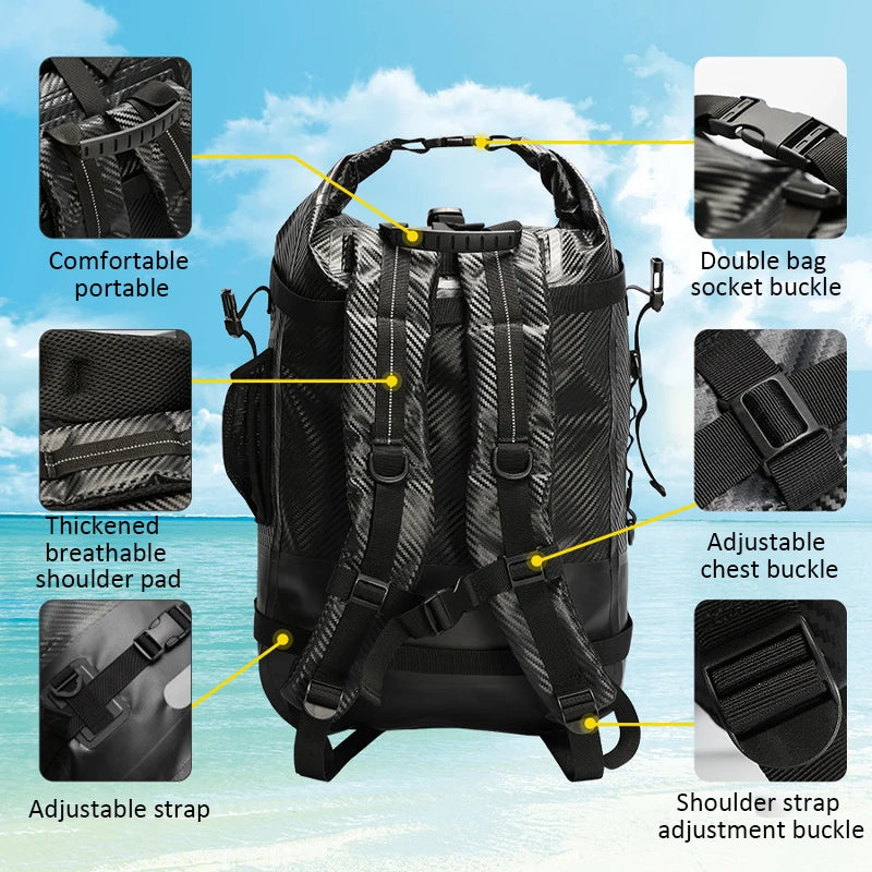 30L Outdoor Waterproof Backpack Large Capacity Swimming Bag Dry Sack Floating Dry Gear Bags Boating Fishing Rafting Trekking Bag