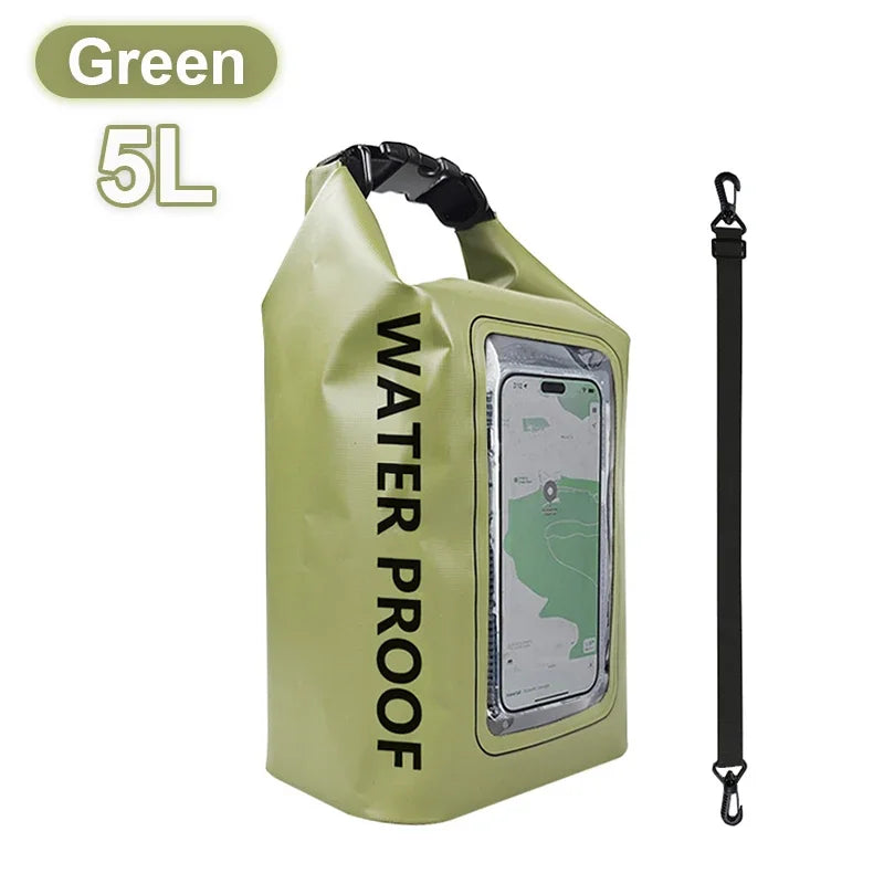 5L Dry Bag Swimming Pack Touch Screen Outdoor Waterproof Kayak Storage Bag Trekking Drifting Rafting Surfing Boating Storage Bag