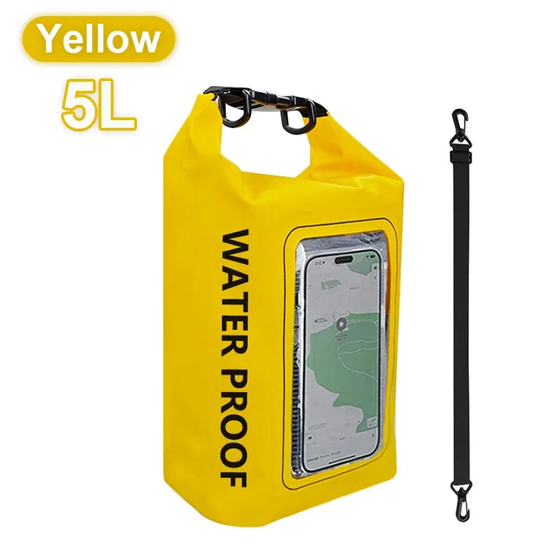 5L Dry Bag Swimming Pack Touch Screen Outdoor Waterproof Kayak Storage Bag Trekking Drifting Rafting Surfing Boating Storage Bag