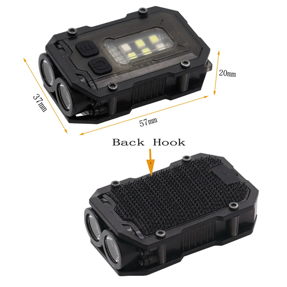 Lanterna tática edc portátil mini luz ou placa de laço de gancho acampamento caminhadas segurança piscando luz para 25mm mochila cinta