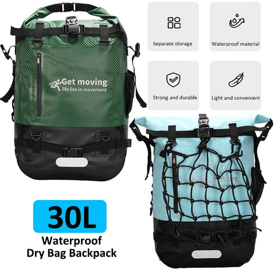 30L Outdoor Waterproof Backpack Large Capacity Swimming Bag Dry Sack Floating Dry Gear Bags Boating Fishing Rafting Trekking Bag