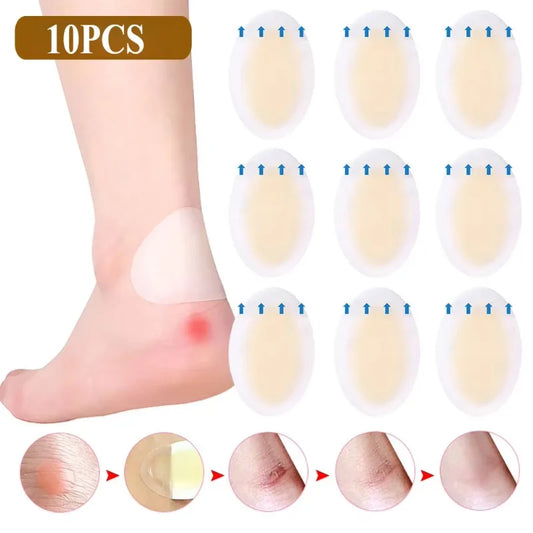10pcs Hydrocolloid Pads Dressing Heel Tape Anti-Wear Band-Aid Adhesive Bandage Outdoor Camping Hiking Accessories