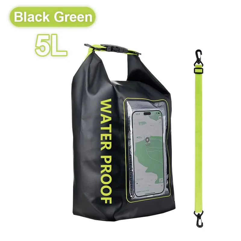 5L Dry Bag Swimming Pack Touch Screen Outdoor Waterproof Kayak Storage Bag Trekking Drifting Rafting Surfing Boating Storage Bag