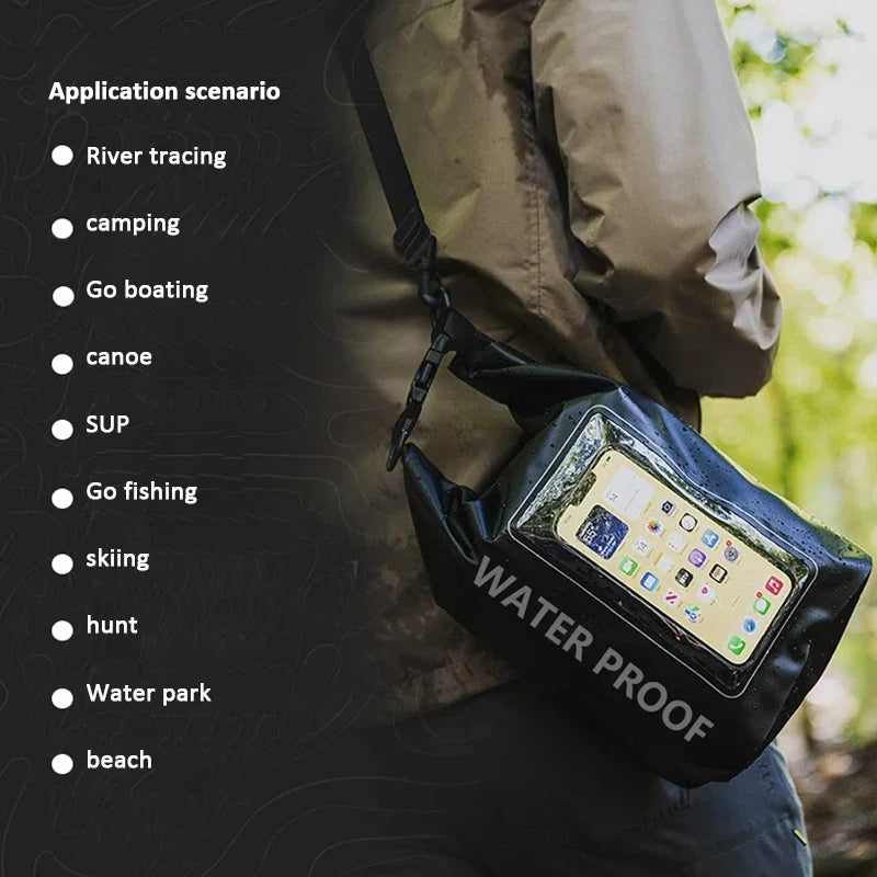 5L Dry Bag Swimming Pack Touch Screen Outdoor Waterproof Kayak Storage Bag Trekking Drifting Rafting Surfing Boating Storage Bag