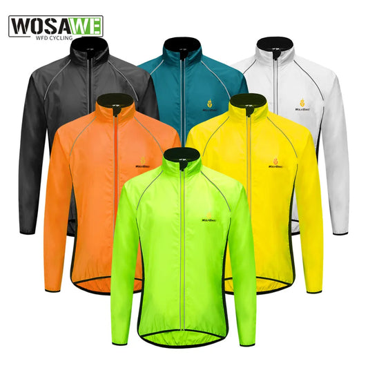 Wosawe jaqueta masculina à prova de vento, à prova d'água, reflexiva, ciclismo, mtb, manga comprida, corta-vento, sem mangas, colete, casaco de bicicleta, camisa